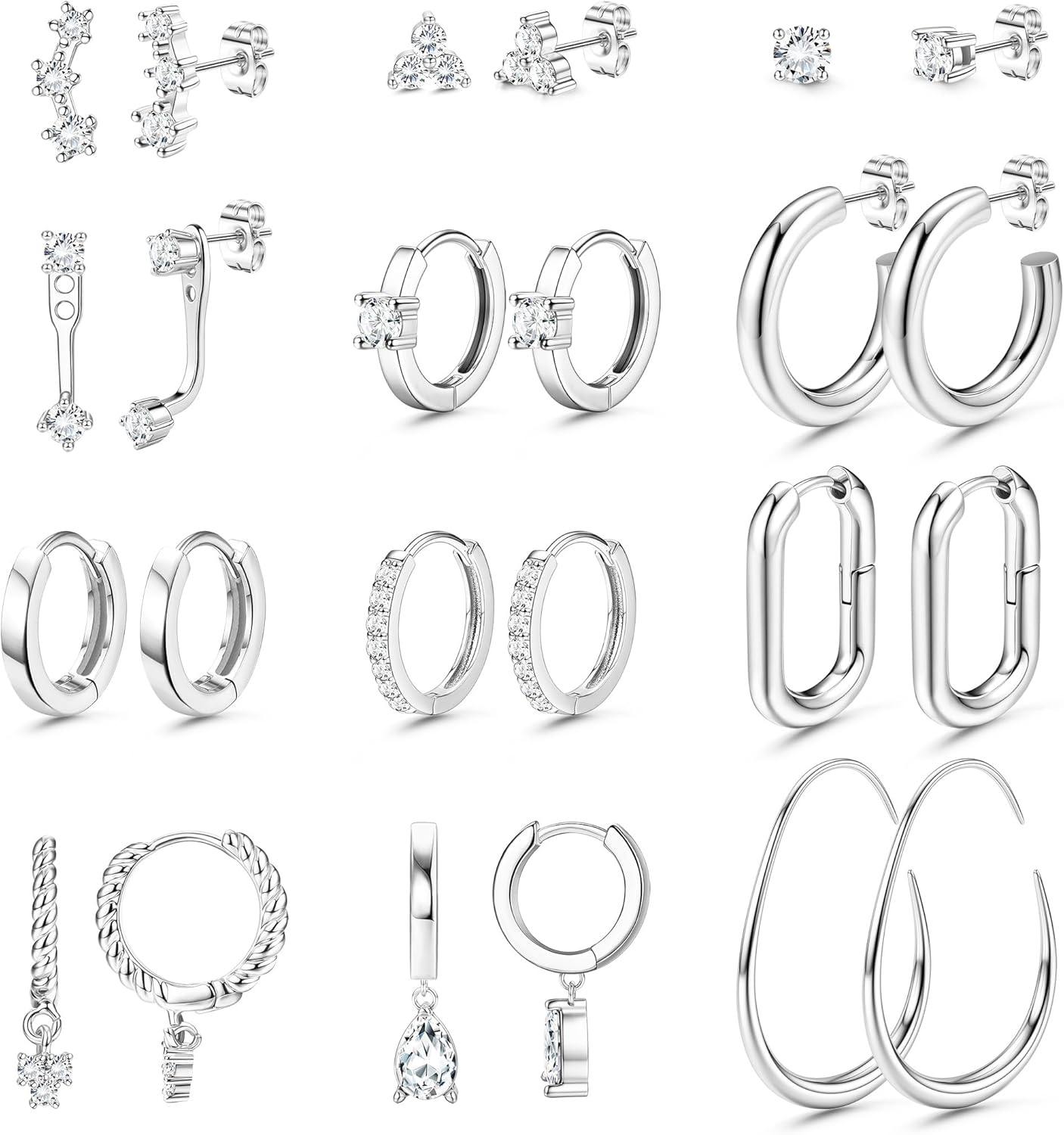 Bobisty 12Pairs 14K Gold Plated Hoop Earrings Set for Women Hypoallergenic Cartilage Stud Earring Stacks for Multiple Piercing срібний
Bobisty 12Pairs 14K Gold Plated Hoop Earrings Set for Women Hypoallergenic Cartilage Stud Earring Stacks for Multiple Piercing срібний