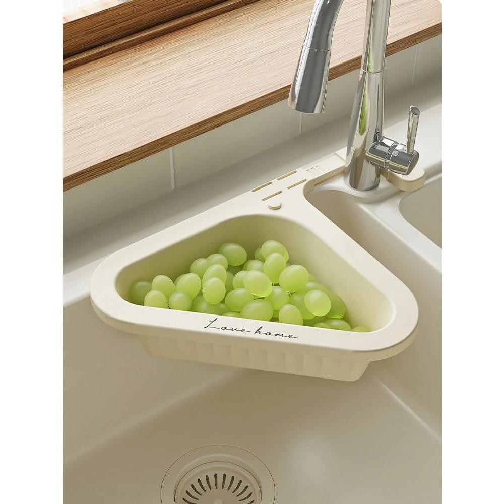 1шт пластиковая треугольная корзина для слива раковины многофункциональная большая емкость органайзер для раковины с легкой очисткой и съемной корзиной