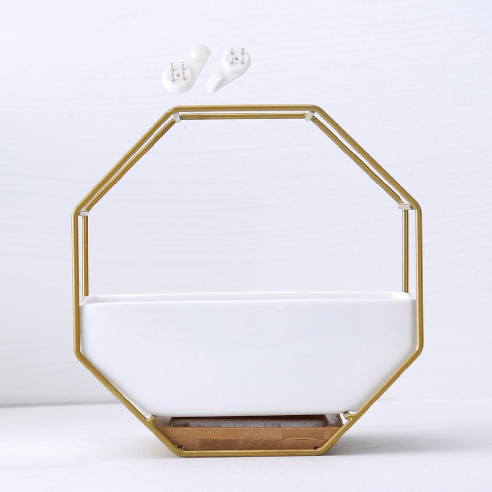 Metal Iron Rack White Ceramic Planter Pot Simple Octagonal Geometric Wall Hanging Ceramic Flower Pot Bamboo Tray Iron Frame
Metal Iron Rack White Ceramic Planter Pot Simple Octagonal Geometric Wall Hanging Ceramic Flower Pot Bamboo Tray Iron Frame