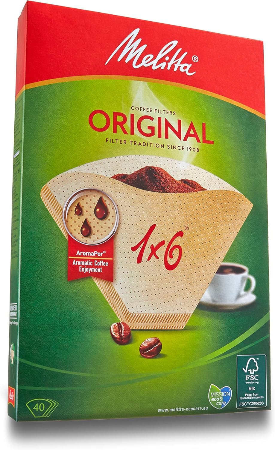 Melitta Filter Paper, 6-12 Cups, Original FSC Mix, 1x6, Natural Brown, 40 Sheets, PA-164B
Melitta Filter Paper, 6-12 Cups, Original FSC Mix, 1x6, Natural Brown, 40 Sheets, PA-164B