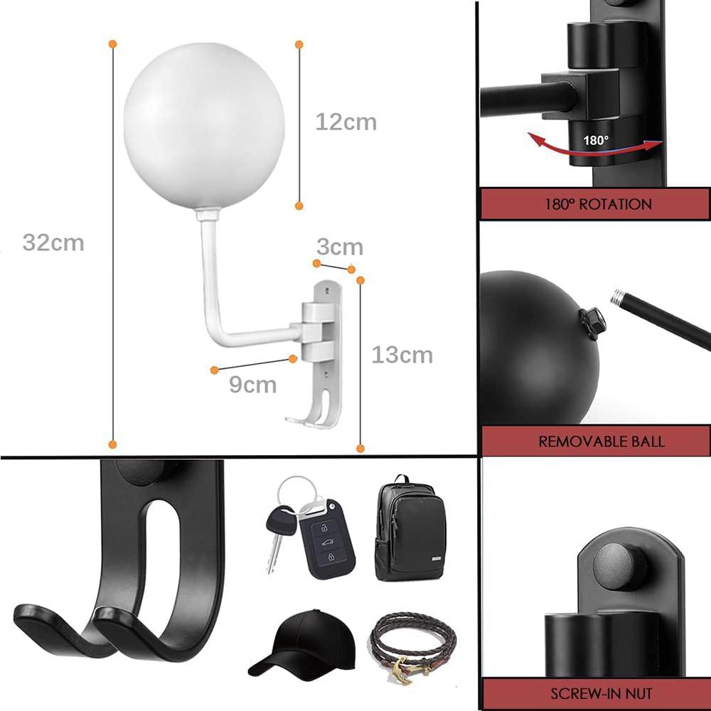 1Pair Motorcycle Wall Mounted Helmet Display Rack 180-Degree Rotating E-Bike Helmet Holder with 2 Hook for Hats,Caps,Keys,Bags White
1Pair Motorcycle Wall Mounted Helmet Display Rack 180-Degree Rotating E-Bike Helmet Holder with 2 Hook for Hats,Caps,Keys,Bags White