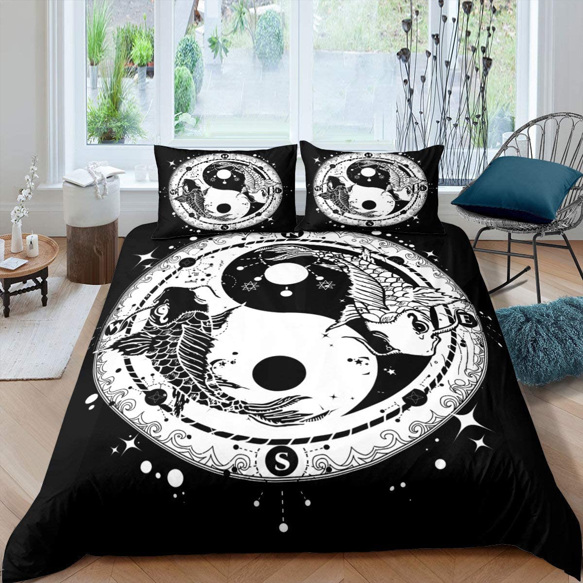 Черно-белый комплект постельного белья Bohemian Mandala для детей Детский полиэстеровый пододеяльник с рисунком Инь и Ян King Size EU single(135x200cm)
Черно-белый комплект постельного белья Bohemian Mandala для детей Детский полиэстеровый пододеяльник с рисунком Инь и Ян King Size EU single(135x200cm)