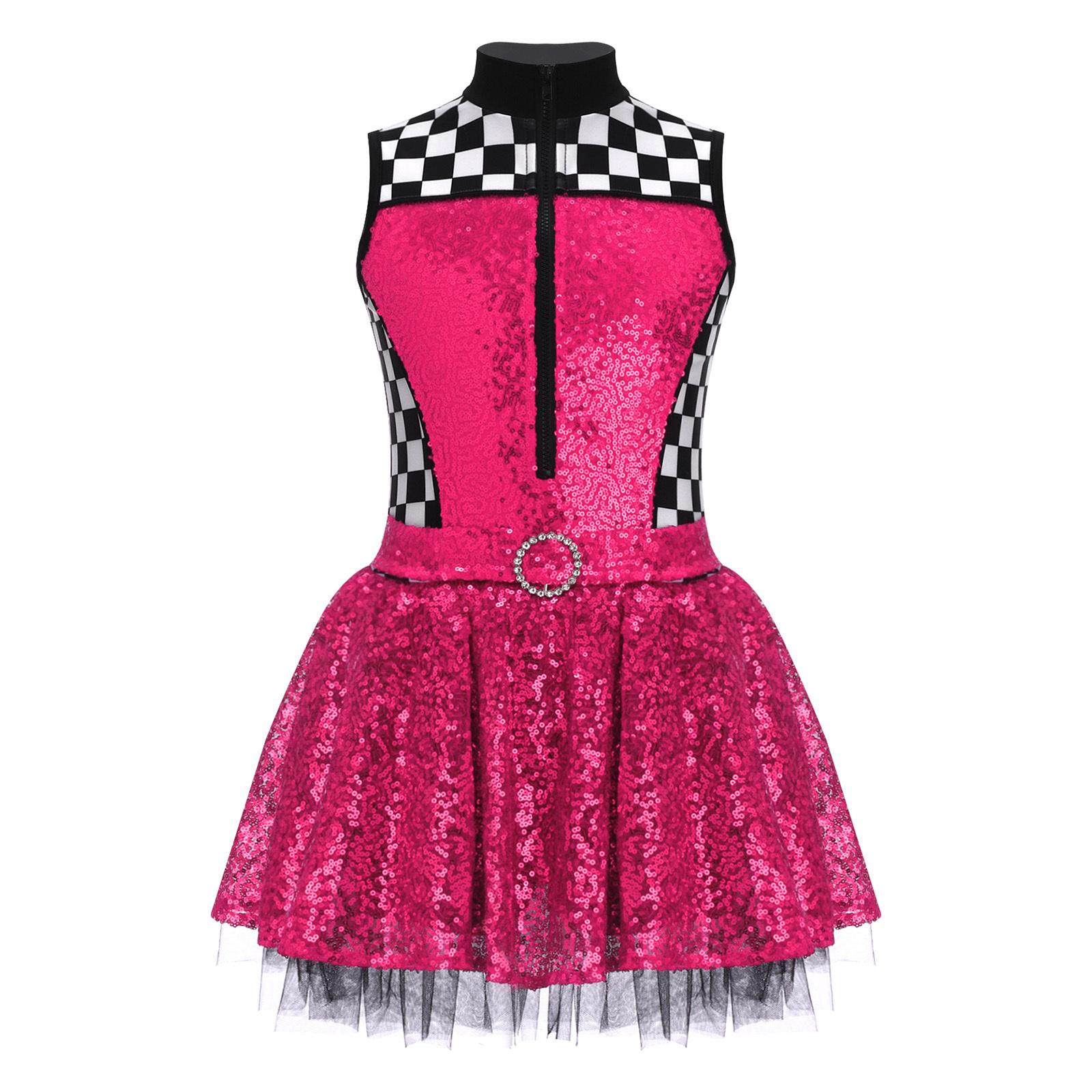 Girls Race Car Driver Costume Sequins Patchwork Mock Neck Sleeveless Front Zipper Rhinestone Waist Ring Puffy Dress 5-6 Years
Girls Race Car Driver Costume Sequins Patchwork Mock Neck Sleeveless Front Zipper Rhinestone Waist Ring Puffy Dress 5-6 Years
