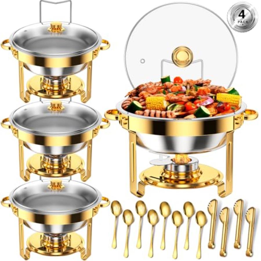 Round Chafing Dishes for Buffet 5 Qt High Grade Chafing Dish Buffet Set Full Size Pan Rolled-Edge Design Food Warmers for Parti
Round Chafing Dishes for Buffet 5 Qt High Grade Chafing Dish Buffet Set Full Size Pan Rolled-Edge Design Food Warmers for Parti