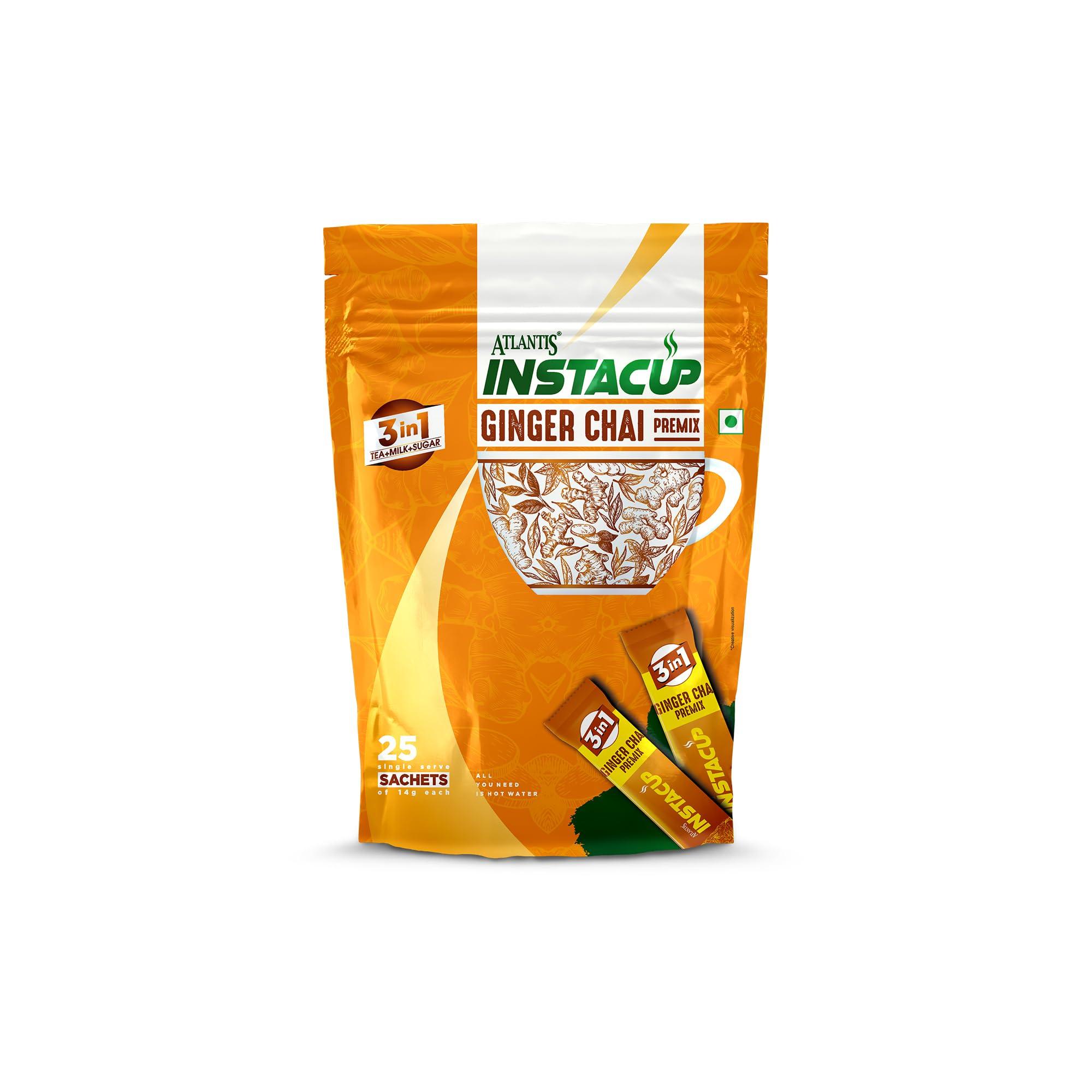 ATLANTIS Instacup Ginger Tea Premix Single Serve Sachets Pack | 25 Sachets X 14 Grams | Travel-Friendly Zipper Lock Pack | Just Add Hot Wat
ATLANTIS Instacup Ginger Tea Premix Single Serve Sachets Pack | 25 Sachets X 14 Grams | Travel-Friendly Zipper Lock Pack | Just Add Hot Wat