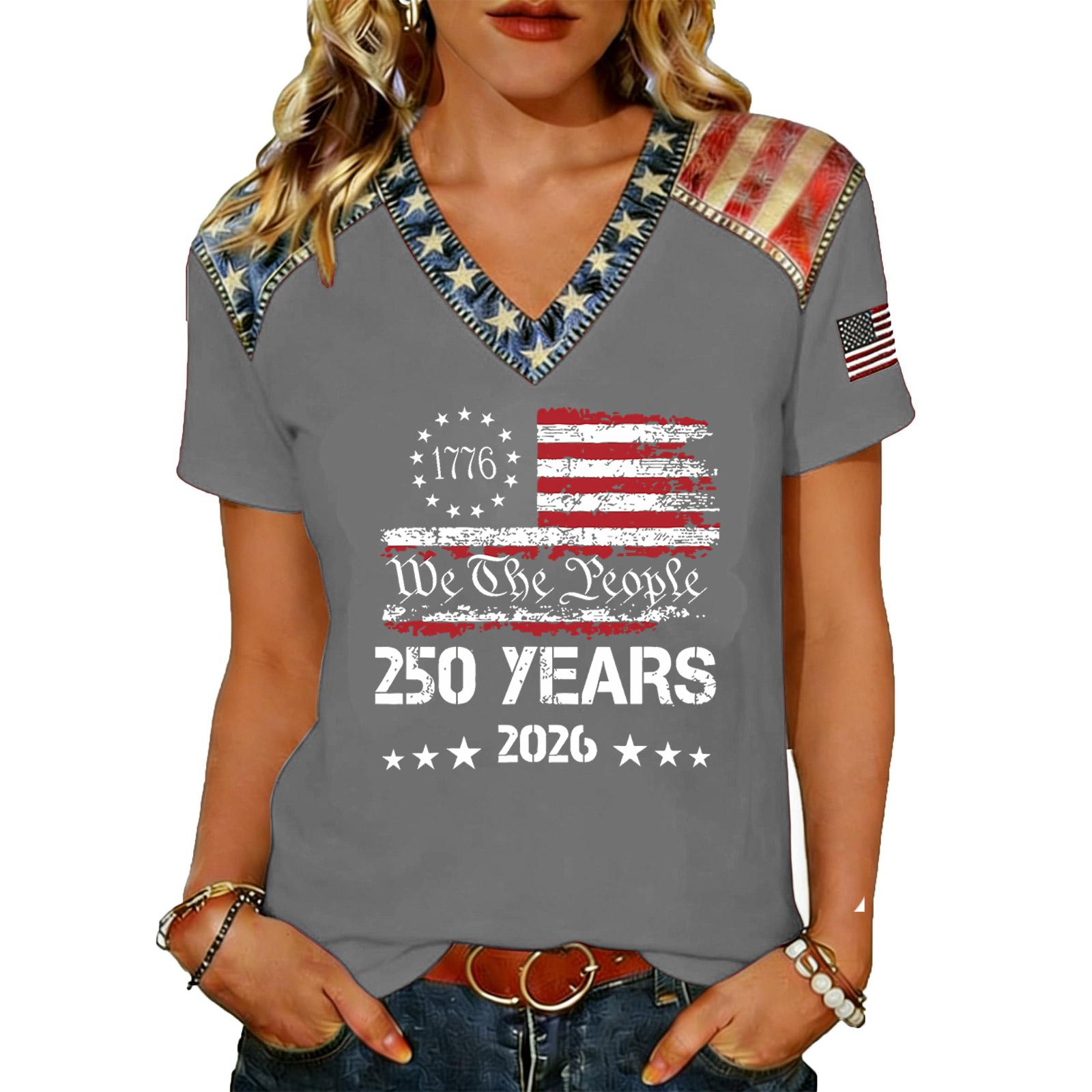 Women s Casual V Neck Short Sleeve Pullover T Shirt American Flag Print 250 Years Graphic Tee Soft Lightweight Top M
Women s Casual V Neck Short Sleeve Pullover T Shirt American Flag Print 250 Years Graphic Tee Soft Lightweight Top M