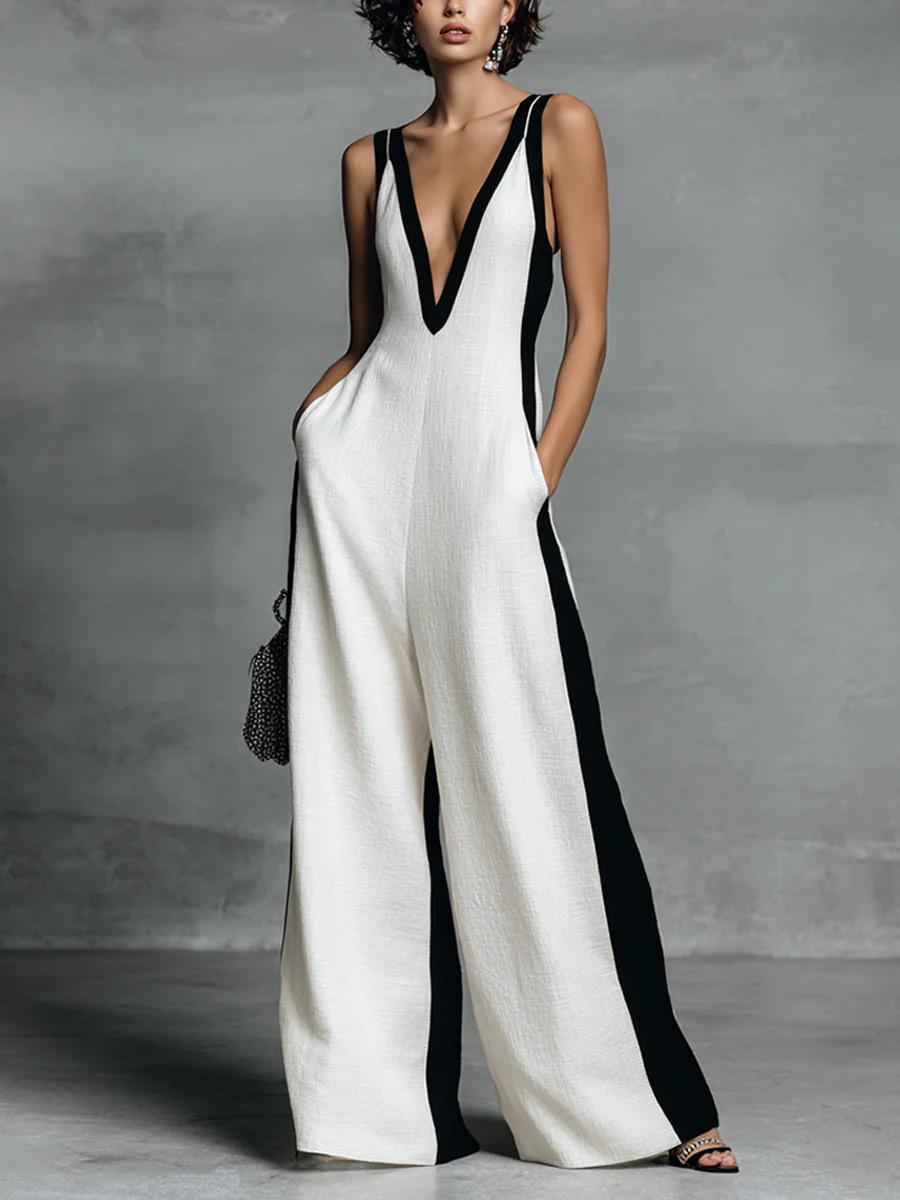 2026 Women s Fashion Black & White Color Block Jumpsuit with Thin Straps S білий
2026 Women s Fashion Black & White Color Block Jumpsuit with Thin Straps S білий