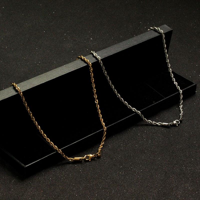 Stainless Steel Twisted Chain Necklace for Women & Men - Simple Titanium Steel Fashion Design 2mm width, 40cm length + 5cm extension chain
Stainless Steel Twisted Chain Necklace for Women & Men - Simple Titanium Steel Fashion Design 2mm width, 40cm length + 5cm extension chain
