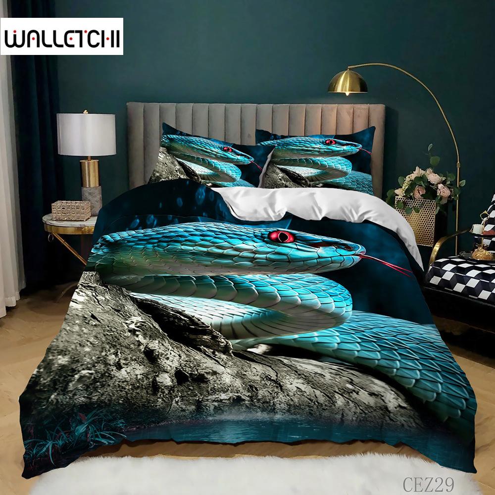 Комплект постельного белья с 3D-змеей King Size, комплект постельного белья с изображением диких животных и ужасов, полиэстер, жуткий чехол в стиле дикой природы EU single(135x200cm) 
Комплект постельного белья с 3D-змеей King Size, комплект постельного белья с изображением диких животных и ужасов, полиэстер, жуткий чехол в стиле дикой природы EU single(135x200cm)