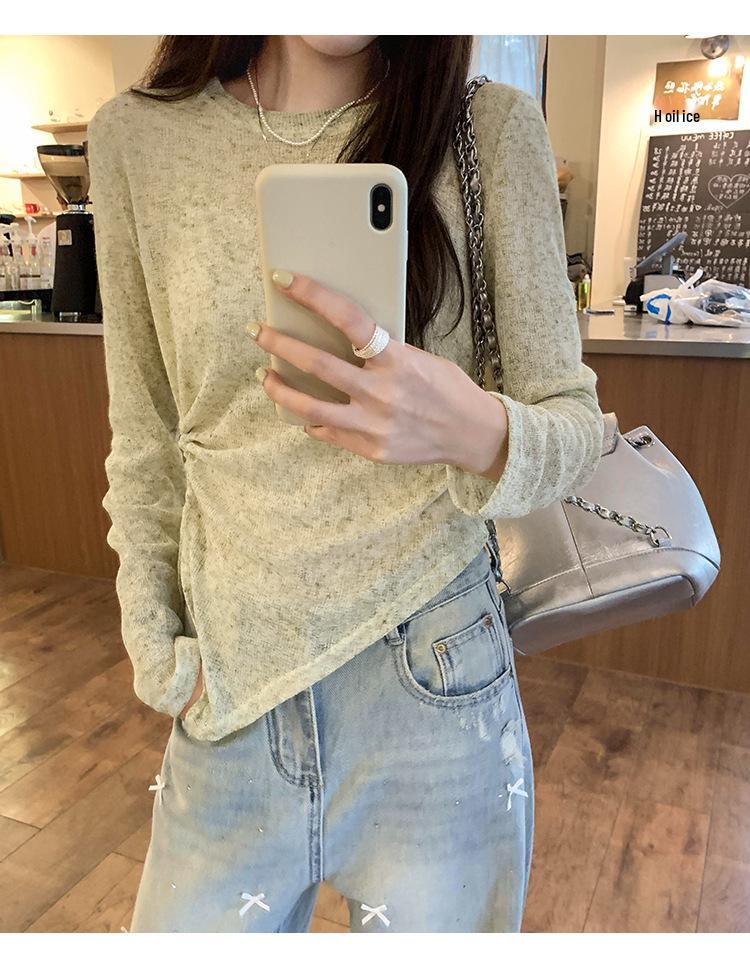 Women s Sheer Sun Protection Long Sleeve Knitted Crop Top with Irregular Hem and Ruched Design Large сірий колір
Women s Sheer Sun Protection Long Sleeve Knitted Crop Top with Irregular Hem and Ruched Design Large сірий колір