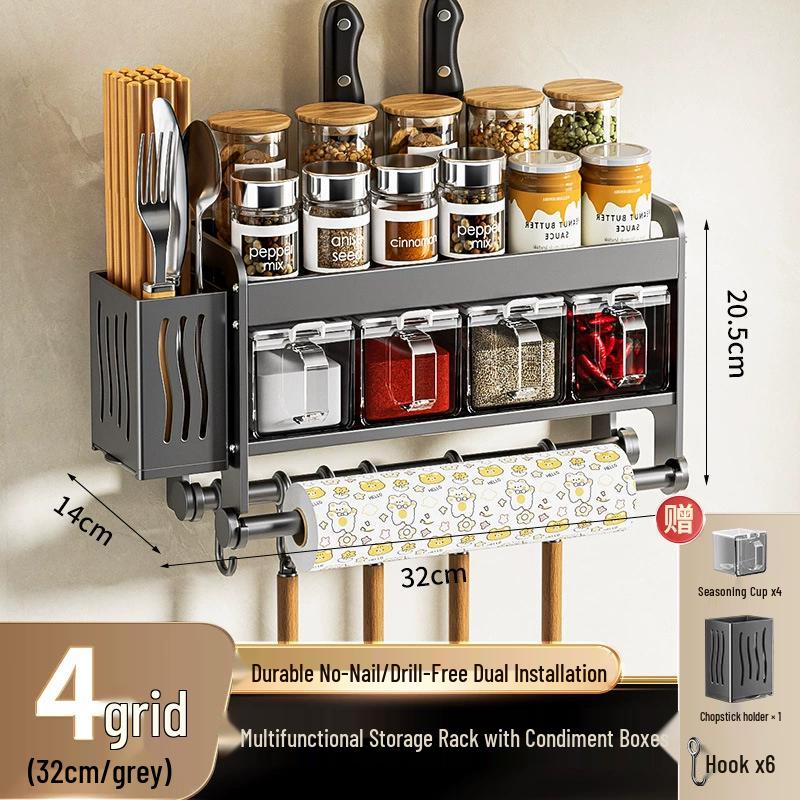 Naijiang Wall-Mounted Kitchen Spice Rack with Utensil Holder
Naijiang Wall-Mounted Kitchen Spice Rack with Utensil Holder