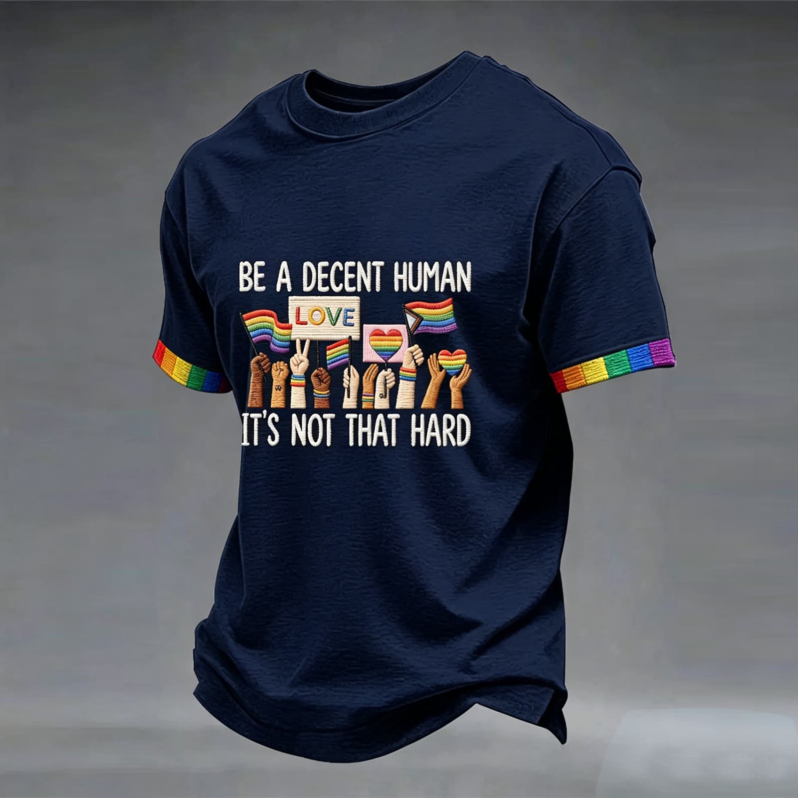 Short Sleeve Crewneck T Shirt with Graphic Print Be A Decent Human Love Slogan Casual Unisex Tee Comfortable Fit L тёмно-синий
Short Sleeve Crewneck T Shirt with Graphic Print Be A Decent Human Love Slogan Casual Unisex Tee Comfortable Fit L тёмно-синий