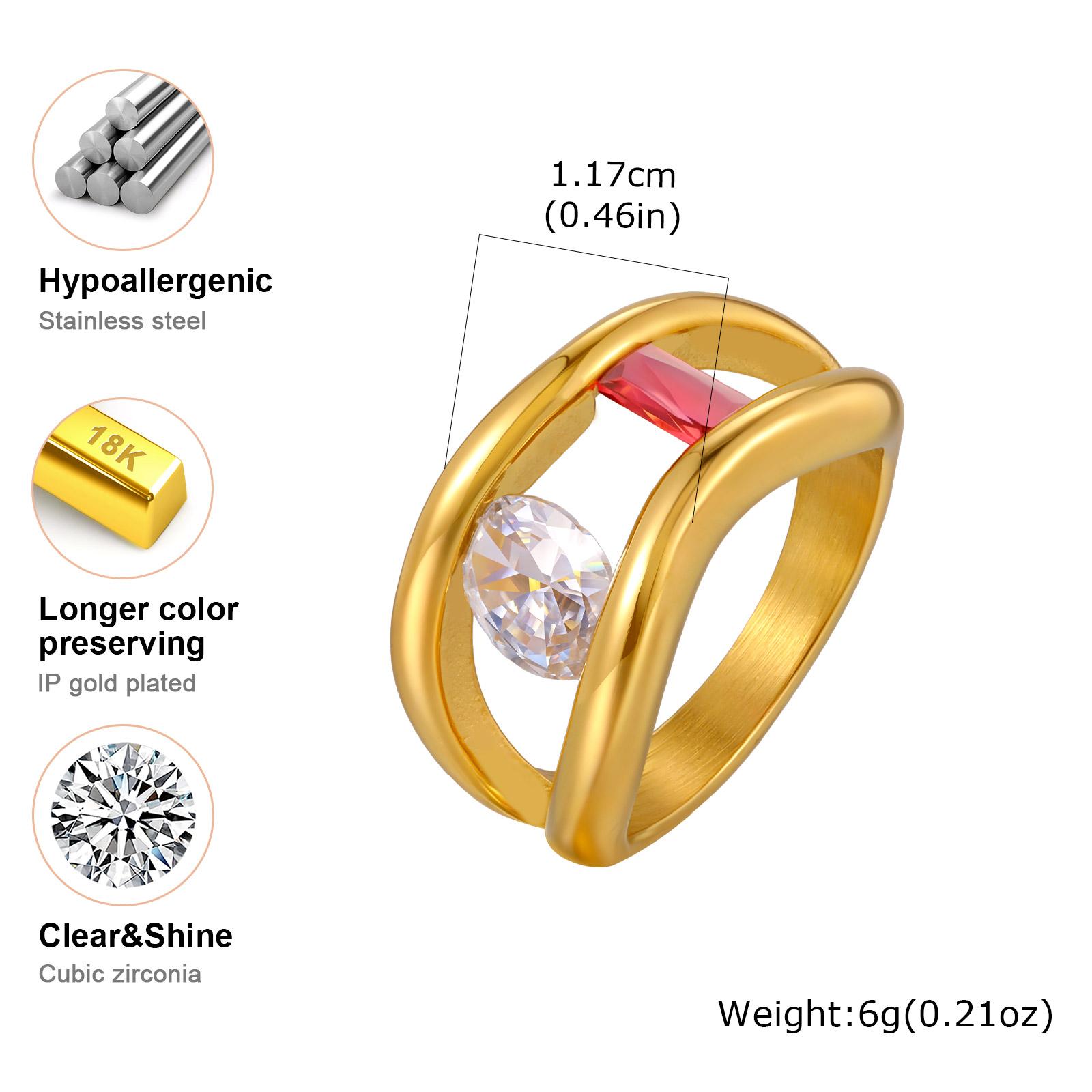 Anti-Tarnish Stainless Steel Lip Ring, Gold Plated Chunky Statement Ring for Women with Cubic Zirconia, Unique Finger Jewelry US Ring Size 06
Anti-Tarnish Stainless Steel Lip Ring, Gold Plated Chunky Statement Ring for Women with Cubic Zirconia, Unique Finger Jewelry US Ring Size 06