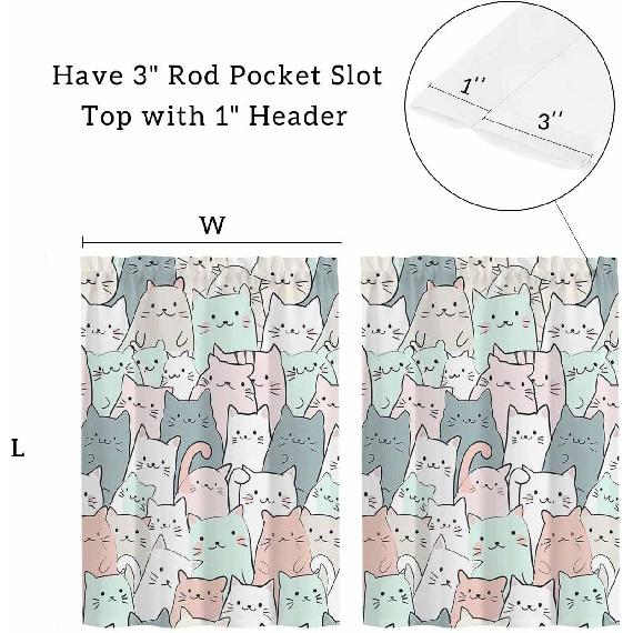 Cute Cat Kitchen Curtains - 30 Inch Length Kitchen Window Curtains Over Sink - Short Blackout Curtains for Small Windows - Colorful White Black Gree 30 W x 30 L (Pack of 2)
Cute Cat Kitchen Curtains - 30 Inch Length Kitchen Window Curtains Over Sink - Short Blackout Curtains for Small Windows - Colorful White Black Gree 30 W x 30 L (Pack of 2)