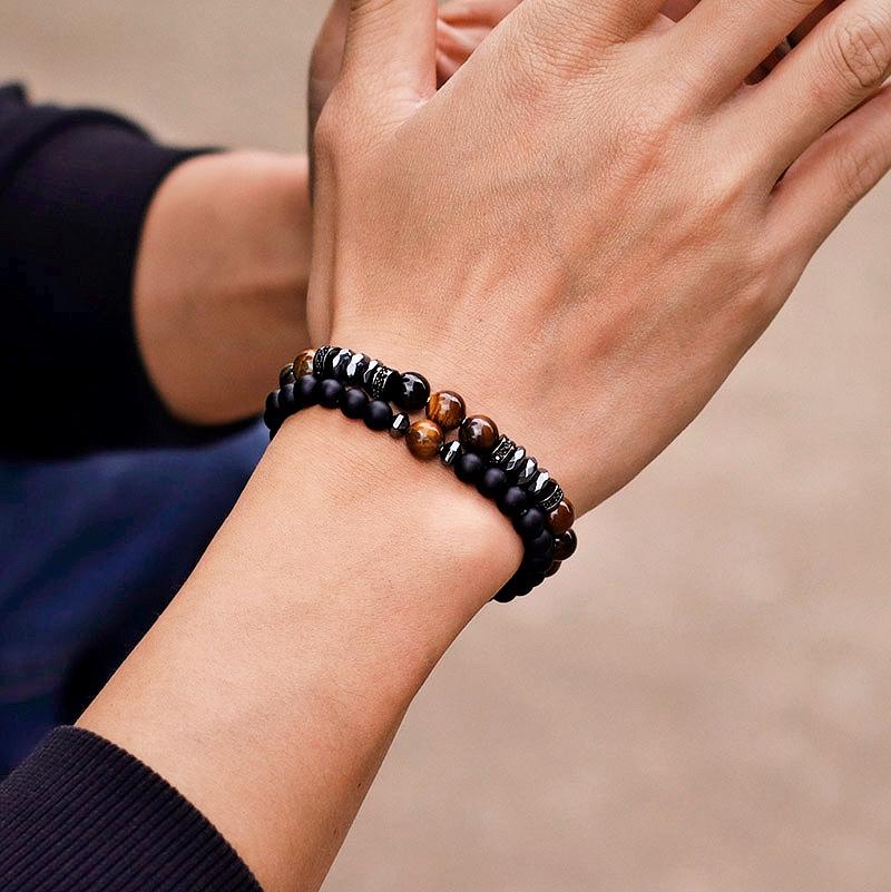 Novel 2 Pieces Men Bracelet Set 6mm 8mm Tiger Eyes Volcanic Rock Stone Beaded Braclet Luxury Zirconia Braslet Pulseria Hombre оникс
Novel 2 Pieces Men Bracelet Set 6mm 8mm Tiger Eyes Volcanic Rock Stone Beaded Braclet Luxury Zirconia Braslet Pulseria Hombre оникс