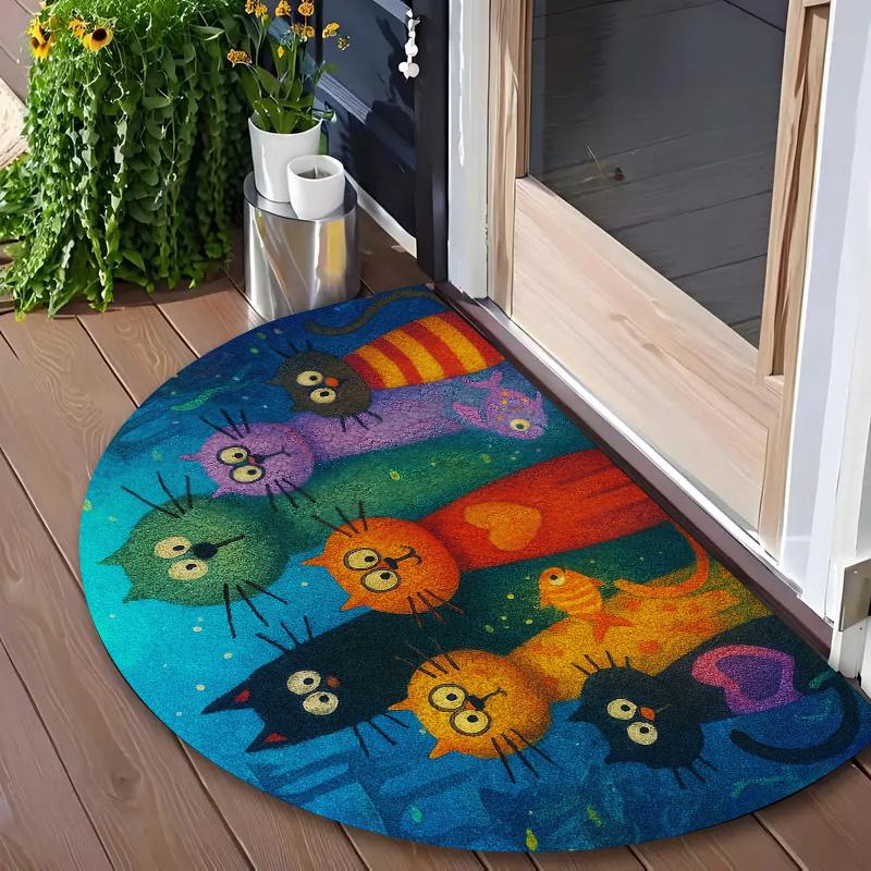 1Pcs Colorful Cartoon Striped Cat Semi-Circular Carpet Soft Non-Slip Decorative Mat 2D Print Fun Rug for Hallway Entrance Decor 40X60CM
1Pcs Colorful Cartoon Striped Cat Semi-Circular Carpet Soft Non-Slip Decorative Mat 2D Print Fun Rug for Hallway Entrance Decor 40X60CM