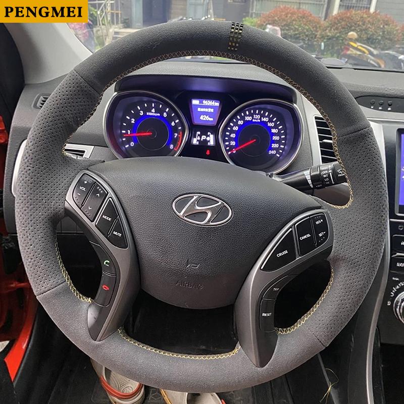 Ручна stitching Чорна шкіра нековзна накладка на кермо автомобіля для Hyundai Elantra Avante i30 2012-2016 4
Ручна stitching Чорна шкіра нековзна накладка на кермо автомобіля для Hyundai Elantra Avante i30 2012-2016 4