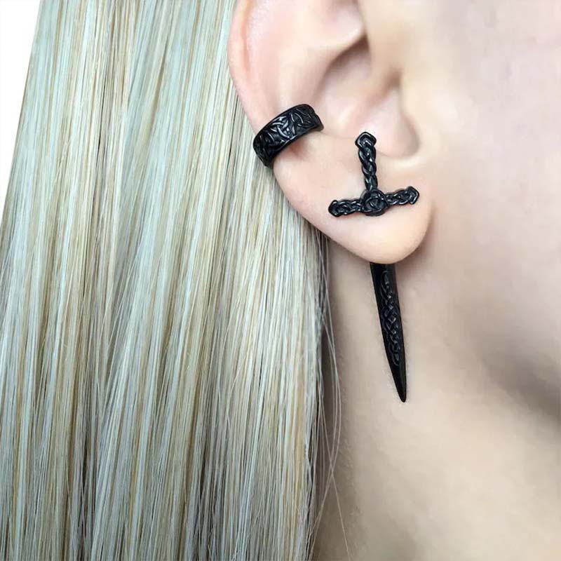 Vintage Punk Black Sword Stud Earrings for Women Men Gothic Hip Hop Metal Cross Geometric Piercing Earrings Y2K Zircon чорний
Vintage Punk Black Sword Stud Earrings for Women Men Gothic Hip Hop Metal Cross Geometric Piercing Earrings Y2K Zircon чорний