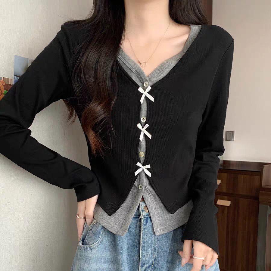 Вязаный слим-трикотаж в стиле французского колор-блока черного цвета: Топ с длинным рукавом из двух частей для весны и осени XL чёрный
Вязаный слим-трикотаж в стиле французского колор-блока черного цвета: Топ с длинным рукавом из двух частей для весны и осени XL чёрный