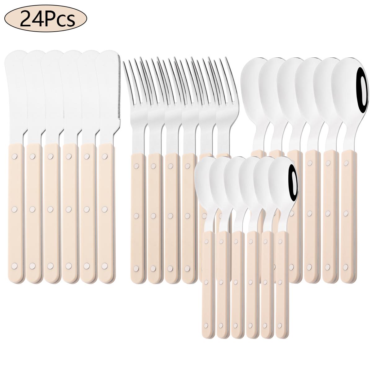 6/24Pcs Beige Acrylic Handle Dinnerware Set Knife Fork Spoon Tableware Set Stainless Steels Cutlery Set Western Kitchen Flatware
6/24Pcs Beige Acrylic Handle Dinnerware Set Knife Fork Spoon Tableware Set Stainless Steels Cutlery Set Western Kitchen Flatware
