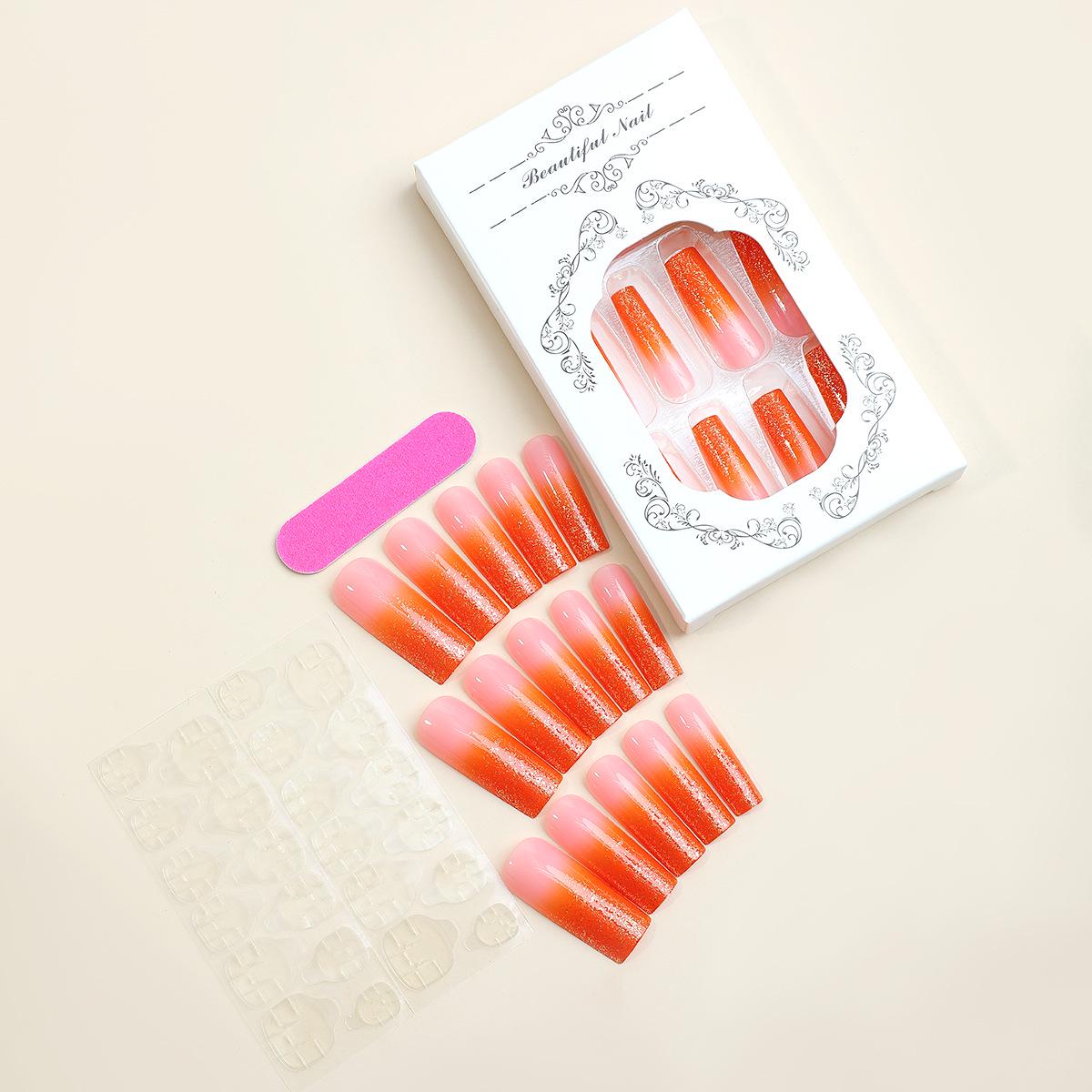 Extra Long French Pink Orange Glitter Wearable Nail Art Patches
Extra Long French Pink Orange Glitter Wearable Nail Art Patches