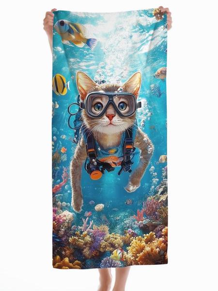 Cute Cat Scuba Diving Print Beach Towel - Soft Absorbent Towel for Family & Travel, Fun Underwater Design for Summer Adventures W30*H60(CM)
Cute Cat Scuba Diving Print Beach Towel - Soft Absorbent Towel for Family & Travel, Fun Underwater Design for Summer Adventures W30*H60(CM)