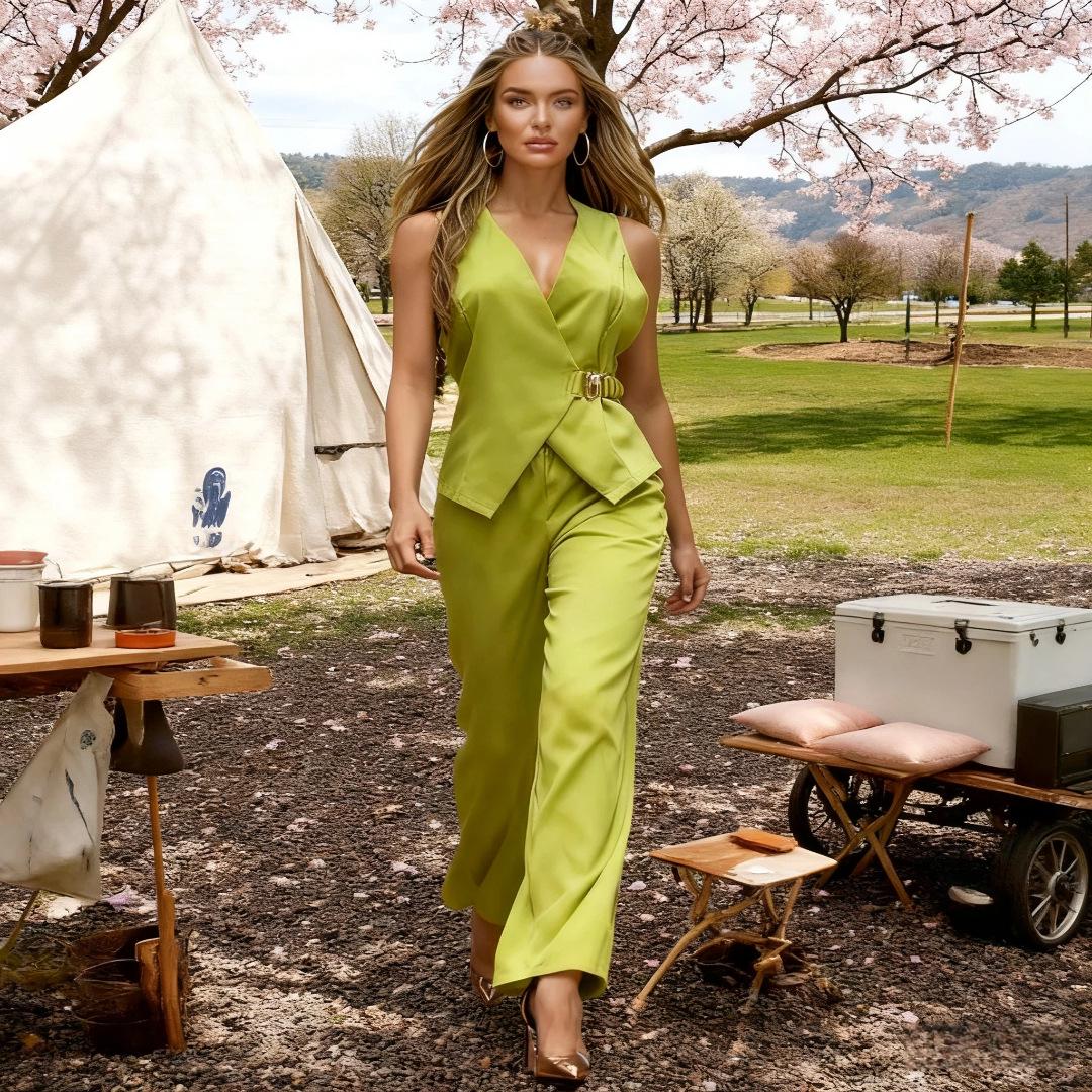 Women s Casual Style Metal Buckle Belt Vest & Long Pants Two-Piece Set Large зелений
Women s Casual Style Metal Buckle Belt Vest & Long Pants Two-Piece Set Large зелений