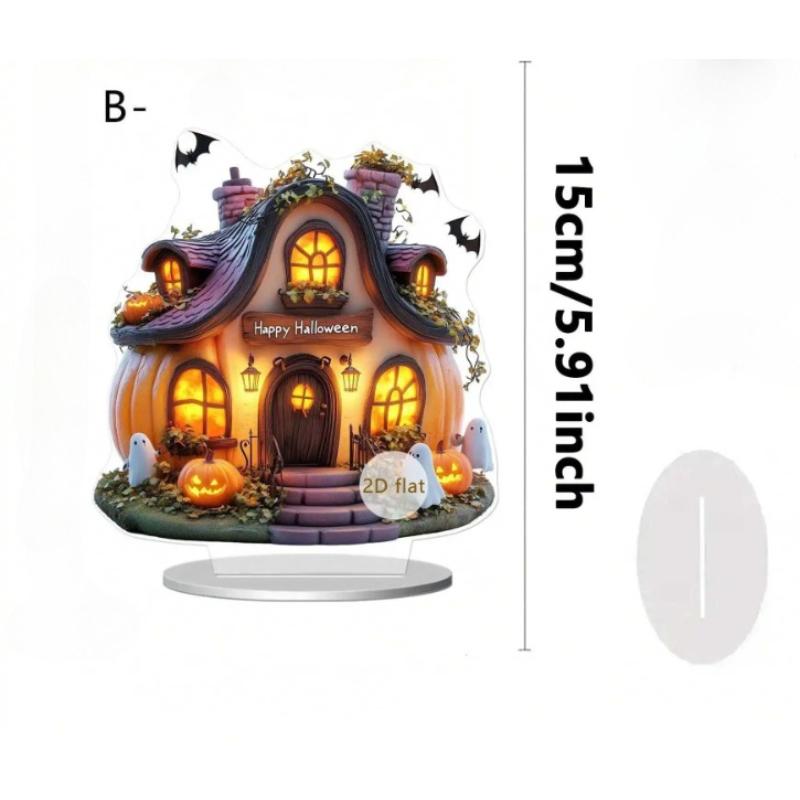 1pcs Halloween Pumpkin House Castle Bat and Ghost Acrylic Room Decoration - 2D Flat Acrylic Desktop Ornament, Four Seasons Decoration 15*15cm
1pcs Halloween Pumpkin House Castle Bat and Ghost Acrylic Room Decoration - 2D Flat Acrylic Desktop Ornament, Four Seasons Decoration 15*15cm