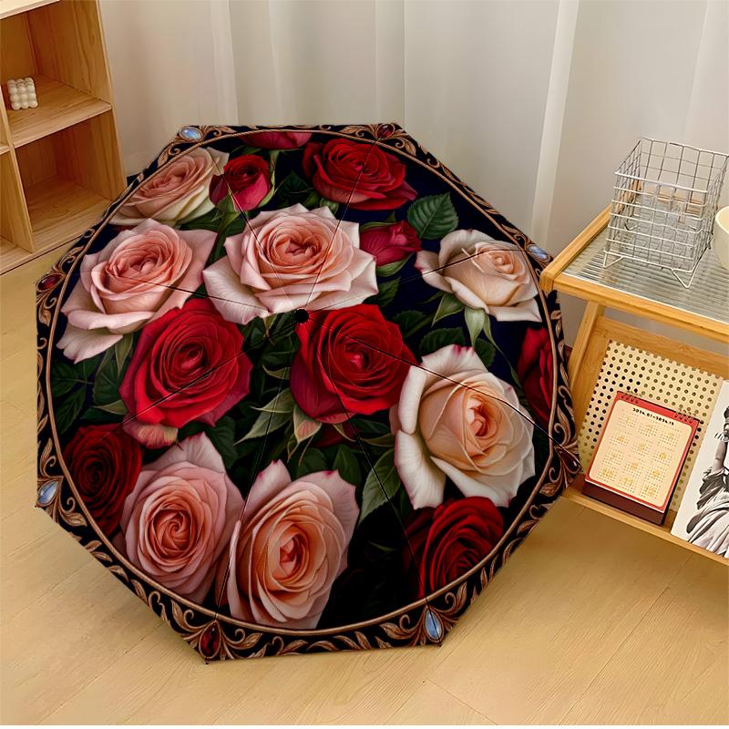 Elegant Rose Art Theme Automatic Umbrella Compact 8-Rib Design Sturdy Construction Durable Umbrella Stylish Accessory
Elegant Rose Art Theme Automatic Umbrella Compact 8-Rib Design Sturdy Construction Durable Umbrella Stylish Accessory