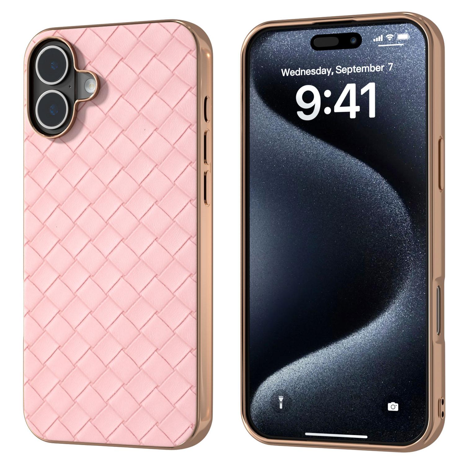 For iPhone 16 Case Woven Texture Electroplating Edge Leather Coated PC+TPU Phone Cover B
For iPhone 16 Case Woven Texture Electroplating Edge Leather Coated PC+TPU Phone Cover B