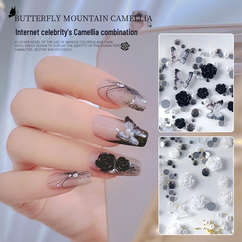 Spicy Girl Black Rose Pearl Nail Art Pack with Camellia Rhinestones and Bow Accessories
Spicy Girl Black Rose Pearl Nail Art Pack with Camellia Rhinestones and Bow Accessories