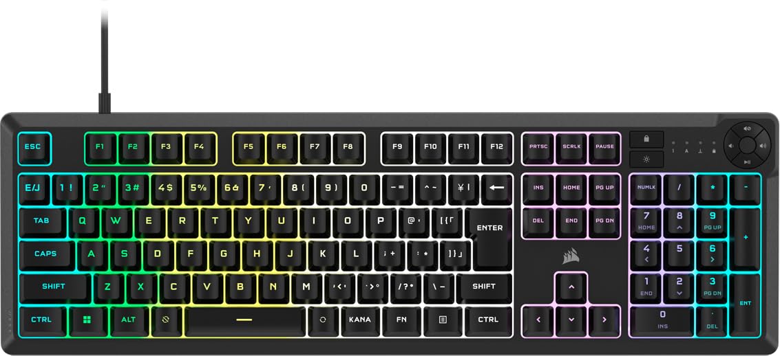 Ігрова клавіатура CORSAIR K55 CORE RGB, сумісна з iCUE, 10 зон RGB, 4 виділені мультимедійні клавіші, тихі та чутливі перемикачі, 300 мл, захищена від бризок CH-9226C65-JP
Ігрова клавіатура CORSAIR K55 CORE RGB, сумісна з iCUE, 10 зон RGB, 4 виділені мультимедійні клавіші, тихі та чутливі перемикачі, 300 мл, захищена від бризок CH-9226C65-JP