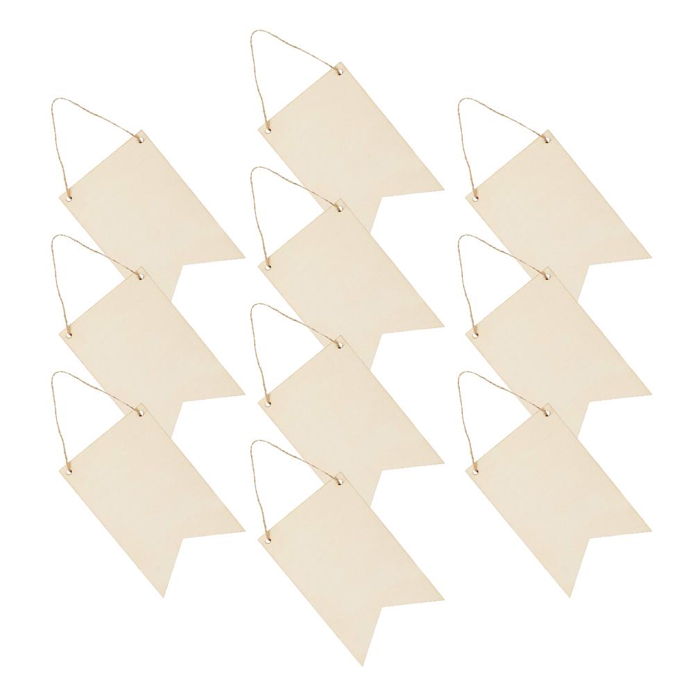 10 шт. Подвеска из дерева с флагом, сделай сам, чума, неокрашенный знак, пустые деревянные диски, баннерные знаки для поделок, незаконченная доска, подвесная пластина 14.90X9.70X0.20CM