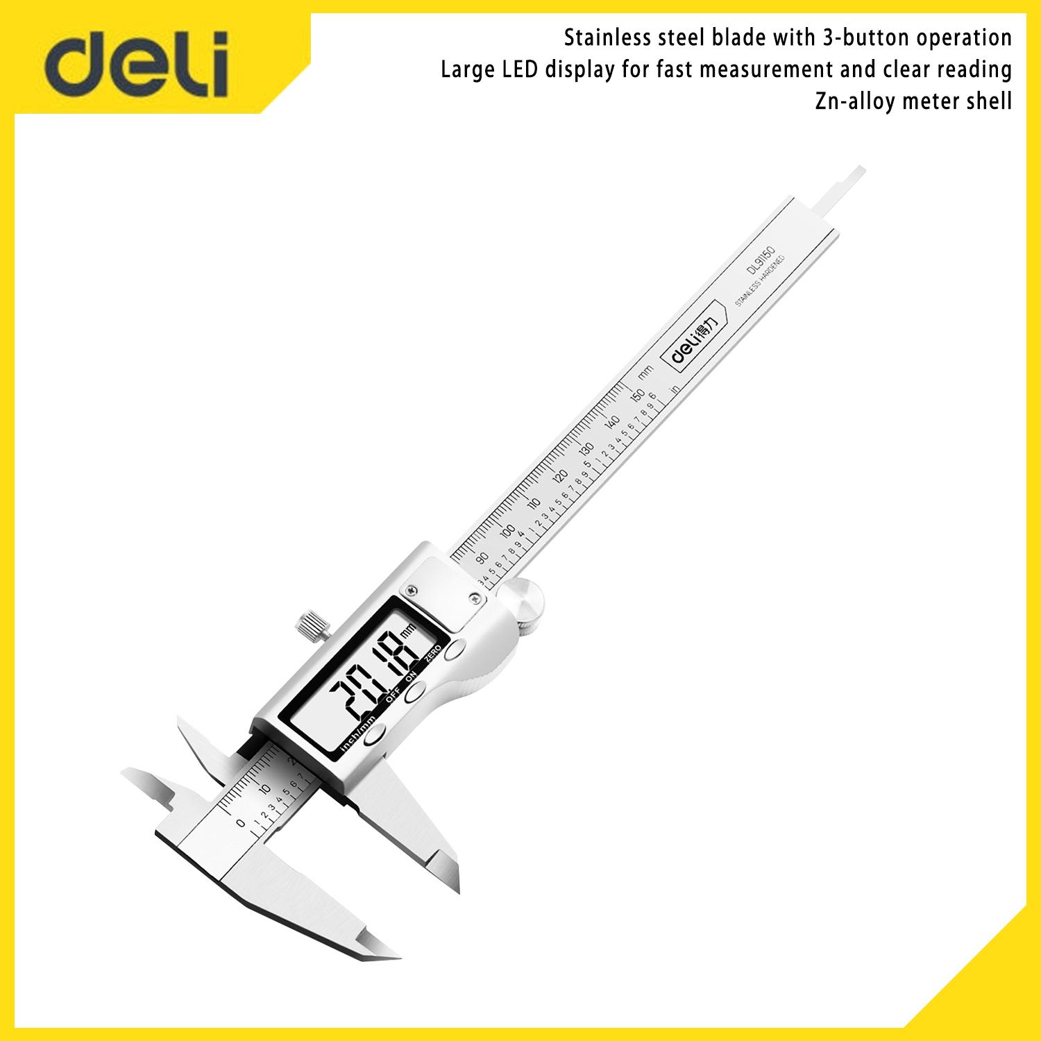 Штангенциркуль Deli Tools с цифровым дисплеем, 150 мм, нержавеющая сталь EDL91150
Штангенциркуль Deli Tools с цифровым дисплеем, 150 мм, нержавеющая сталь EDL91150