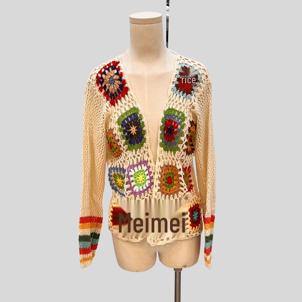 Ethnic Retro Crochet Rainbow Cardigan: Handmade Color Block Long Sleeve Knit Top Large абрикосовий
Ethnic Retro Crochet Rainbow Cardigan: Handmade Color Block Long Sleeve Knit Top Large абрикосовий