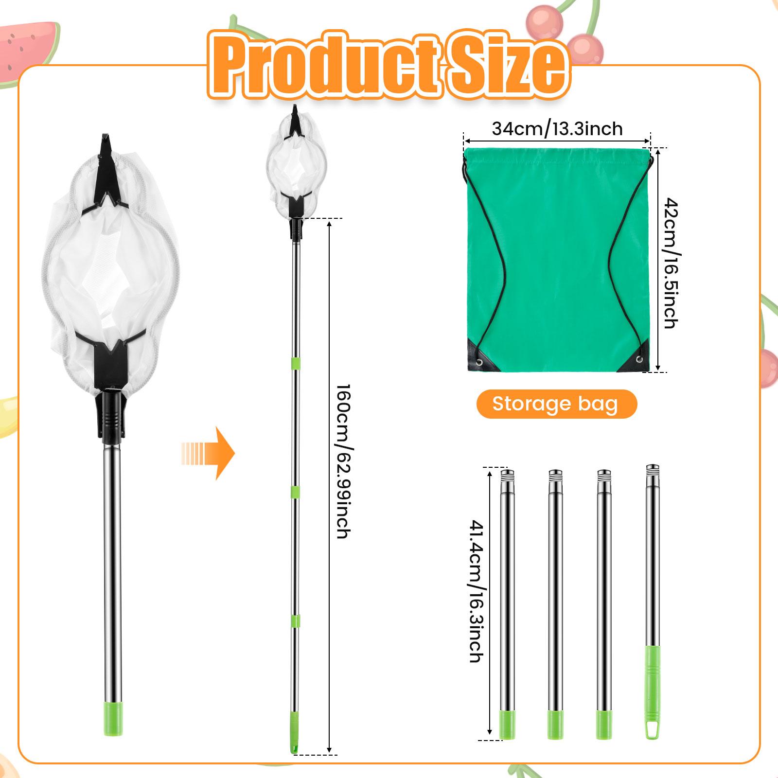 1.6/2M New Fruit Picker Stainless Steel Fruit Picking Tool with Storage Bag Garden Tree Fruit Catcher for Avocado Mango Apple
1.6/2M New Fruit Picker Stainless Steel Fruit Picking Tool with Storage Bag Garden Tree Fruit Catcher for Avocado Mango Apple