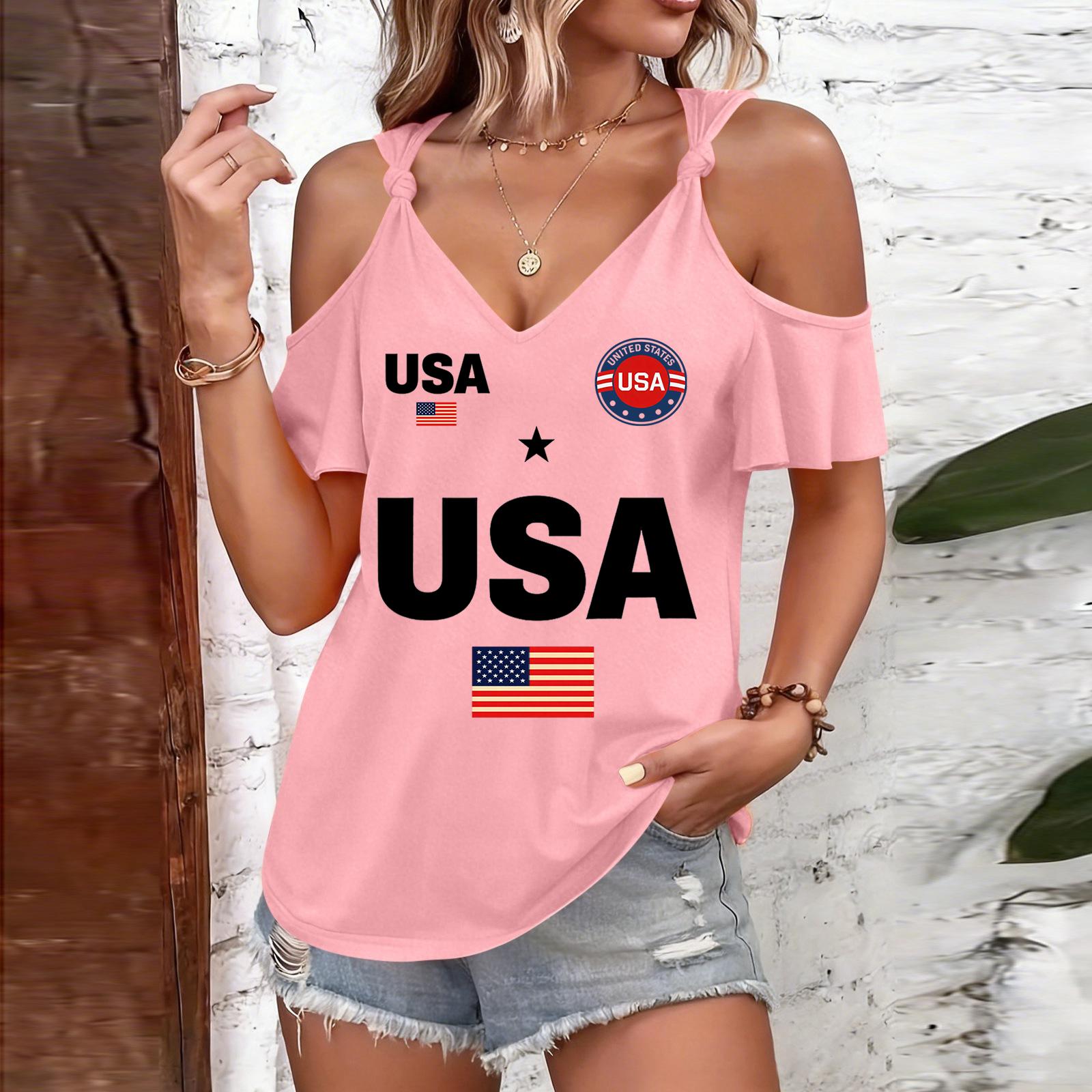 Women s Casual Tie Shoulder Cutout Short Sleeve T-Shirt Independence Day Print Round Neck Summer Top XL рожевий
Women s Casual Tie Shoulder Cutout Short Sleeve T-Shirt Independence Day Print Round Neck Summer Top XL рожевий