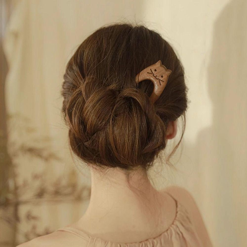 Wood Chinese Style Hairpin Cat Hanfu Headwear Exquisite Wooden Hair Stick Cheongsam style 9
Wood Chinese Style Hairpin Cat Hanfu Headwear Exquisite Wooden Hair Stick Cheongsam style 9