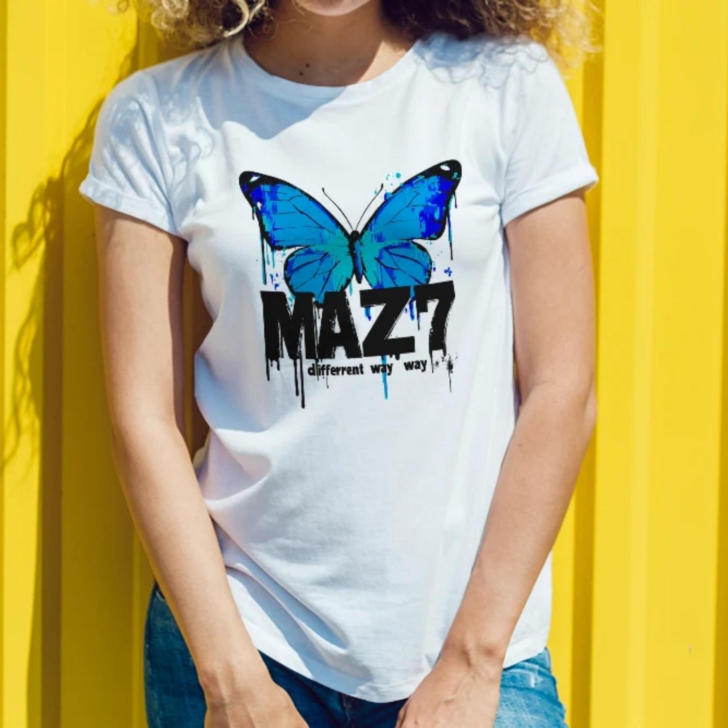 Fashion forward Womens Short Sleeve T Shirt MAZ7 different way way Design with Blue Butterfly Graphic for a Trendy Look XXXXXL білий
Fashion forward Womens Short Sleeve T Shirt MAZ7 different way way Design with Blue Butterfly Graphic for a Trendy Look XXXXXL білий