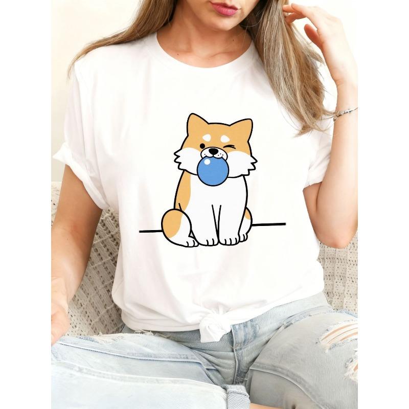 Cute Shiba Inu Bubble Gum Black T-Shirt for Wo | Casual Crew Neck Short Sleeve Top with Cartoon Dog Graphic, Ideal for Summer, S белый
Cute Shiba Inu Bubble Gum Black T-Shirt for Wo | Casual Crew Neck Short Sleeve Top with Cartoon Dog Graphic, Ideal for Summer, S белый