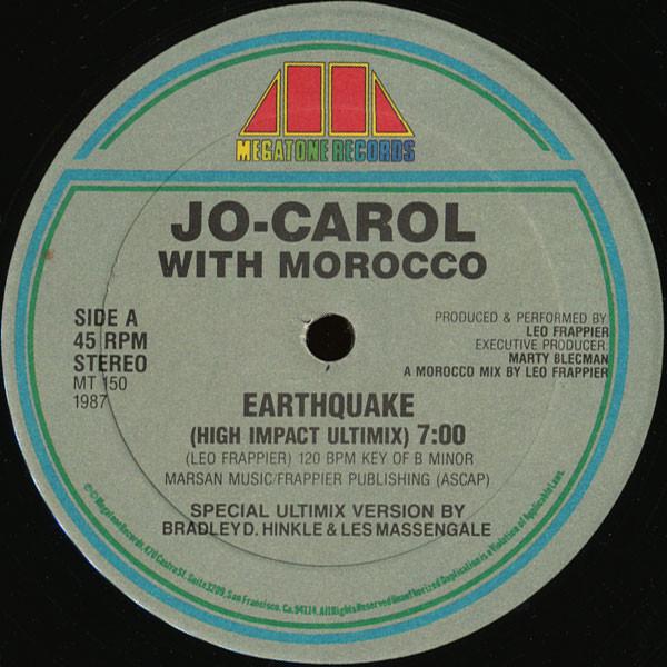 12inch Record JO-CAROL, MOROCCO - Earthquake MT150 Megatone Record 1987 US Dance & Electronica Used
12inch Record JO-CAROL, MOROCCO - Earthquake MT150 Megatone Record 1987 US Dance & Electronica Used