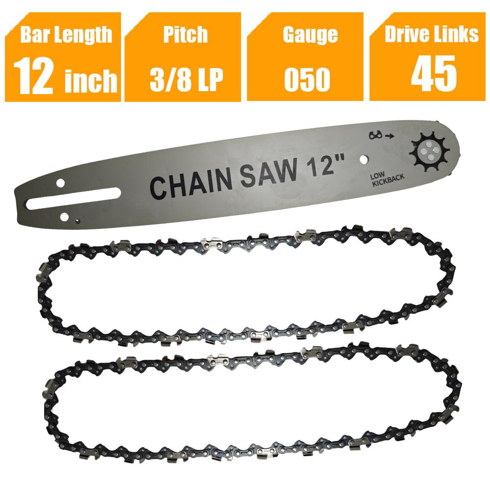 Chainsaw Chains Guide Bar 12 Inch 3/8 LP Pitch .050 Gauge 45 Drive Links Replacement Chain for Craftsman Echo Poulan Greenworks
Chainsaw Chains Guide Bar 12 Inch 3/8 LP Pitch .050 Gauge 45 Drive Links Replacement Chain for Craftsman Echo Poulan Greenworks