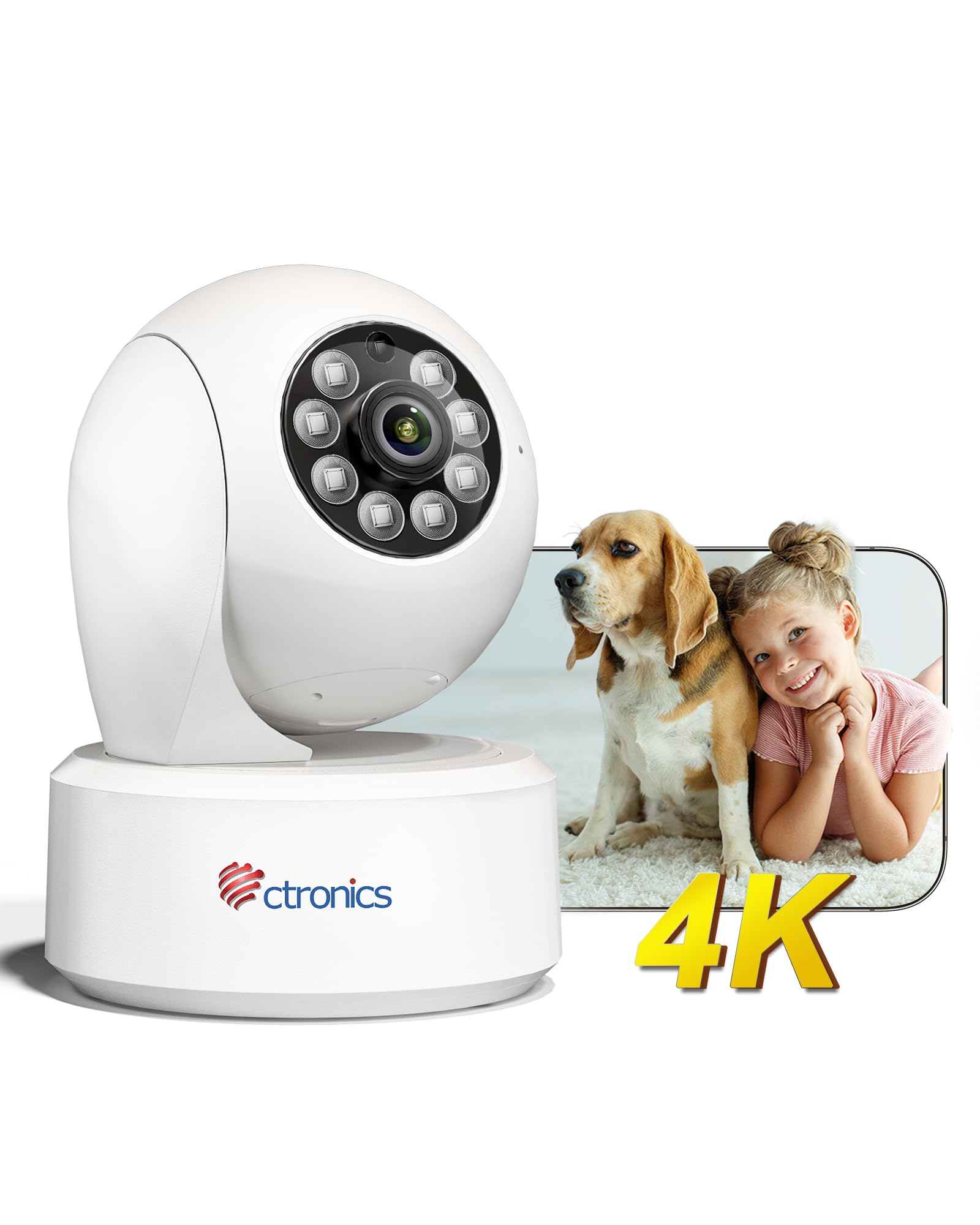 Ctronics Surveillance Camera 8 Megapixel 5G Security Camera Detection Automatic Tracking Up to 256GB MicroSD Card Compatible 24 Hour Recording Preset
Ctronics Surveillance Camera 8 Megapixel 5G Security Camera Detection Automatic Tracking Up to 256GB MicroSD Card Compatible 24 Hour Recording Preset