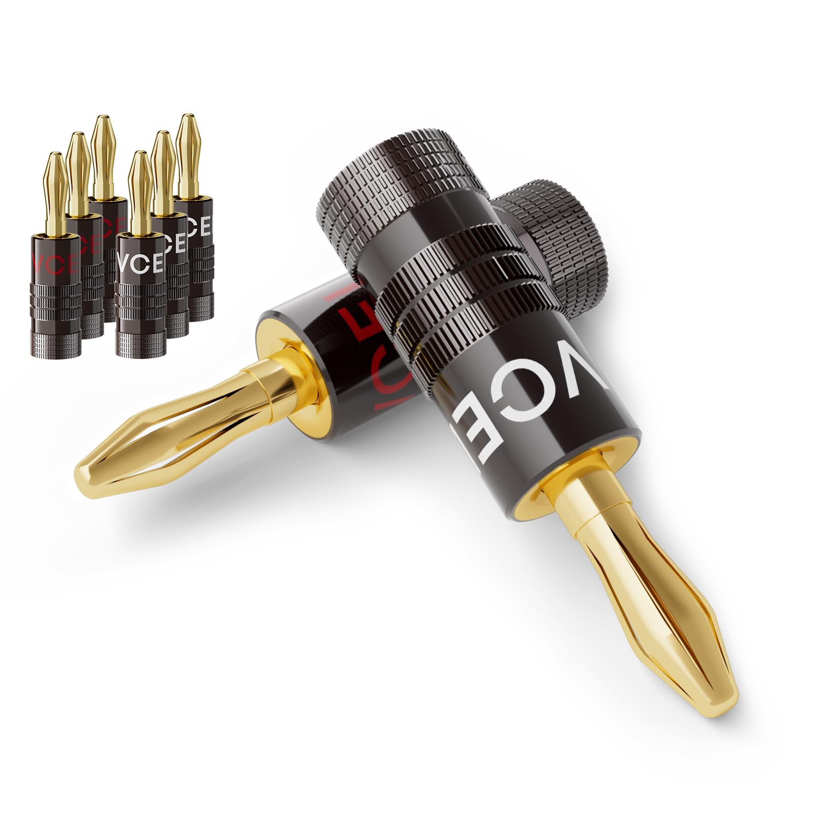 VCELINK Banana 8pcs 24K Gold for Speaker Wall Home Plugs, (4 pairs), Plated, Cables, Solderless, 12-18AWG Cable, Amplifier, Plate, Theater.
VCELINK Banana 8pcs 24K Gold for Speaker Wall Home Plugs, (4 pairs), Plated, Cables, Solderless, 12-18AWG Cable, Amplifier, Plate, Theater.
