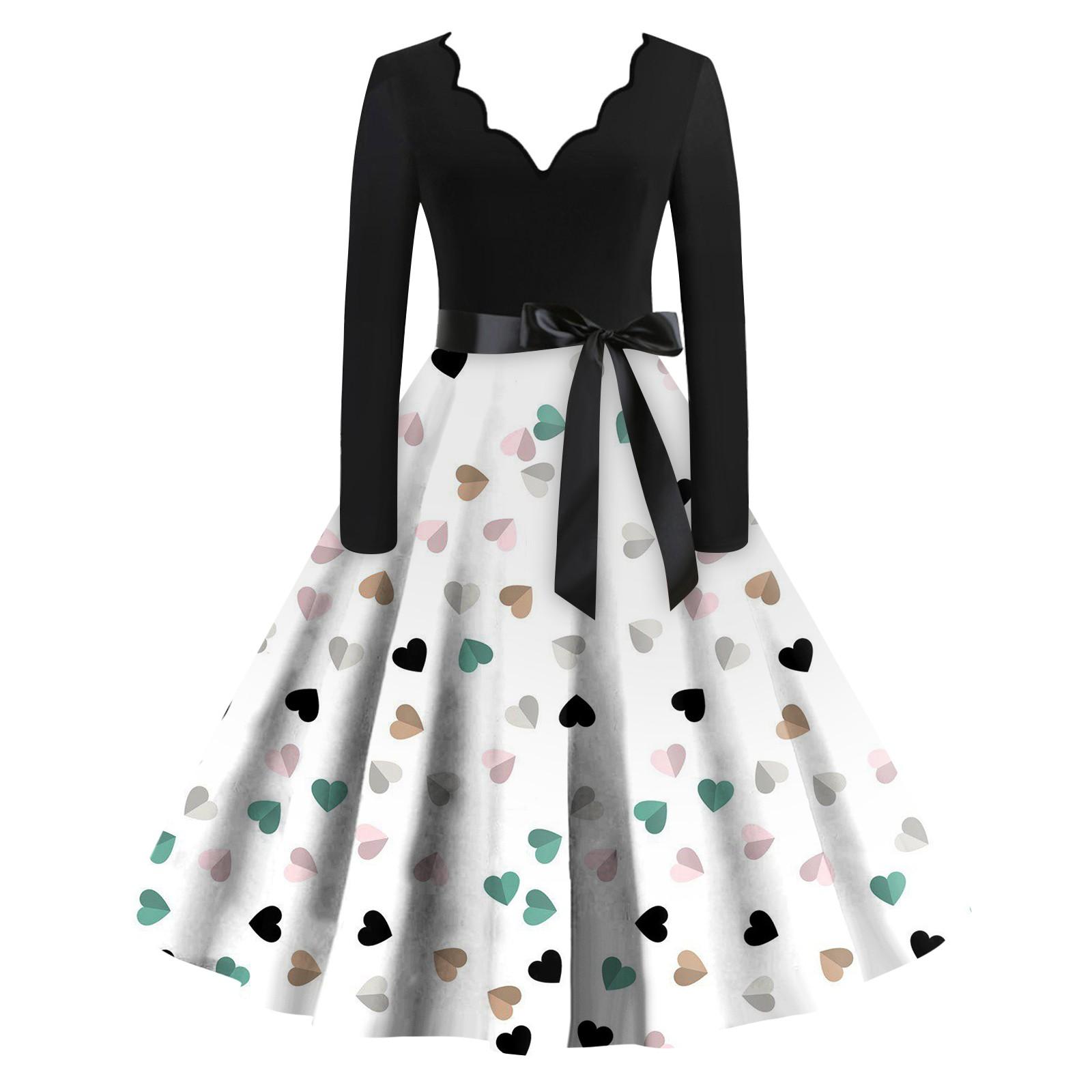 Women s Casual Fashion V-neck Long Sleeved Retro Love Print Retro Dress XL білий
Women s Casual Fashion V-neck Long Sleeved Retro Love Print Retro Dress XL білий