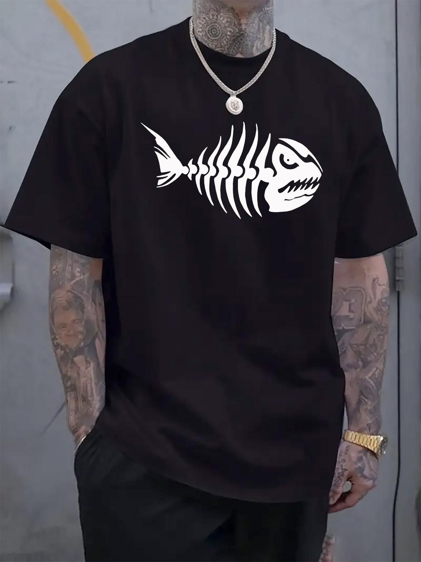Black Fishbone Graphic T-shirt - Casual Crew Neck Short Sleeve Tee with Bold White Print S
Black Fishbone Graphic T-shirt - Casual Crew Neck Short Sleeve Tee with Bold White Print S