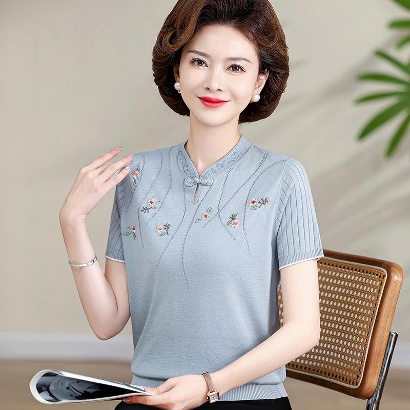 Chinese Style Ice Silk T-shirt: Summer Short Sleeve Knit Top for Middle-aged and Elderly Women 3XL (120-135 lbs) синий
Chinese Style Ice Silk T-shirt: Summer Short Sleeve Knit Top for Middle-aged and Elderly Women 3XL (120-135 lbs) синий