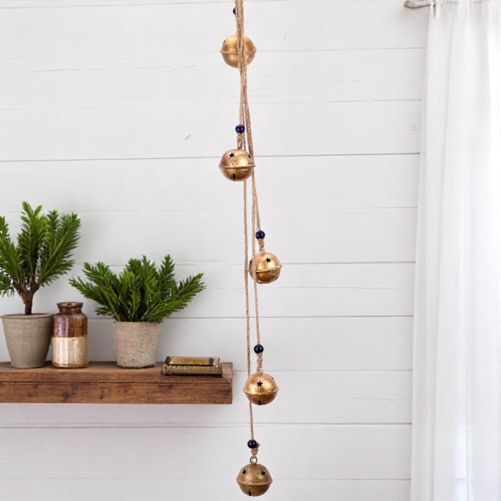 42” Gold Jingle Bell Wind Chime – Handcrafted Rustic Cowbells with Glass Beads on Jute Rope for Boho Door, Garden, Wall & Christmas Decor
42” Gold Jingle Bell Wind Chime – Handcrafted Rustic Cowbells with Glass Beads on Jute Rope for Boho Door, Garden, Wall & Christmas Decor
