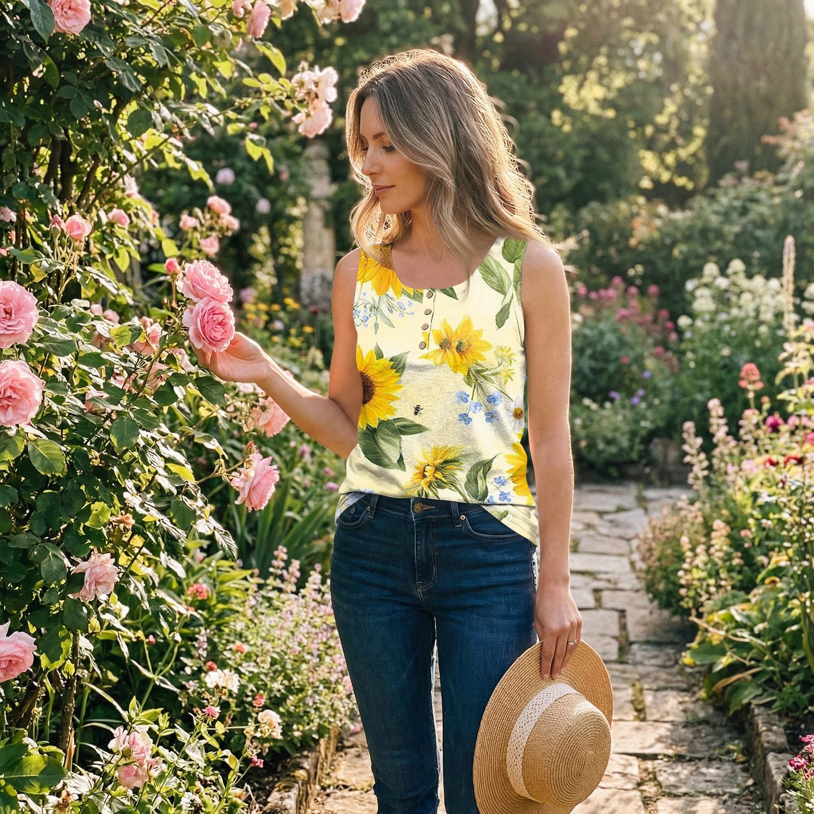 Women Sleeveless U Neck Button Down Floral Print Tank Top Casual Loose Fit Lightweight Summer Vest Blouse Shirt XL
Women Sleeveless U Neck Button Down Floral Print Tank Top Casual Loose Fit Lightweight Summer Vest Blouse Shirt XL