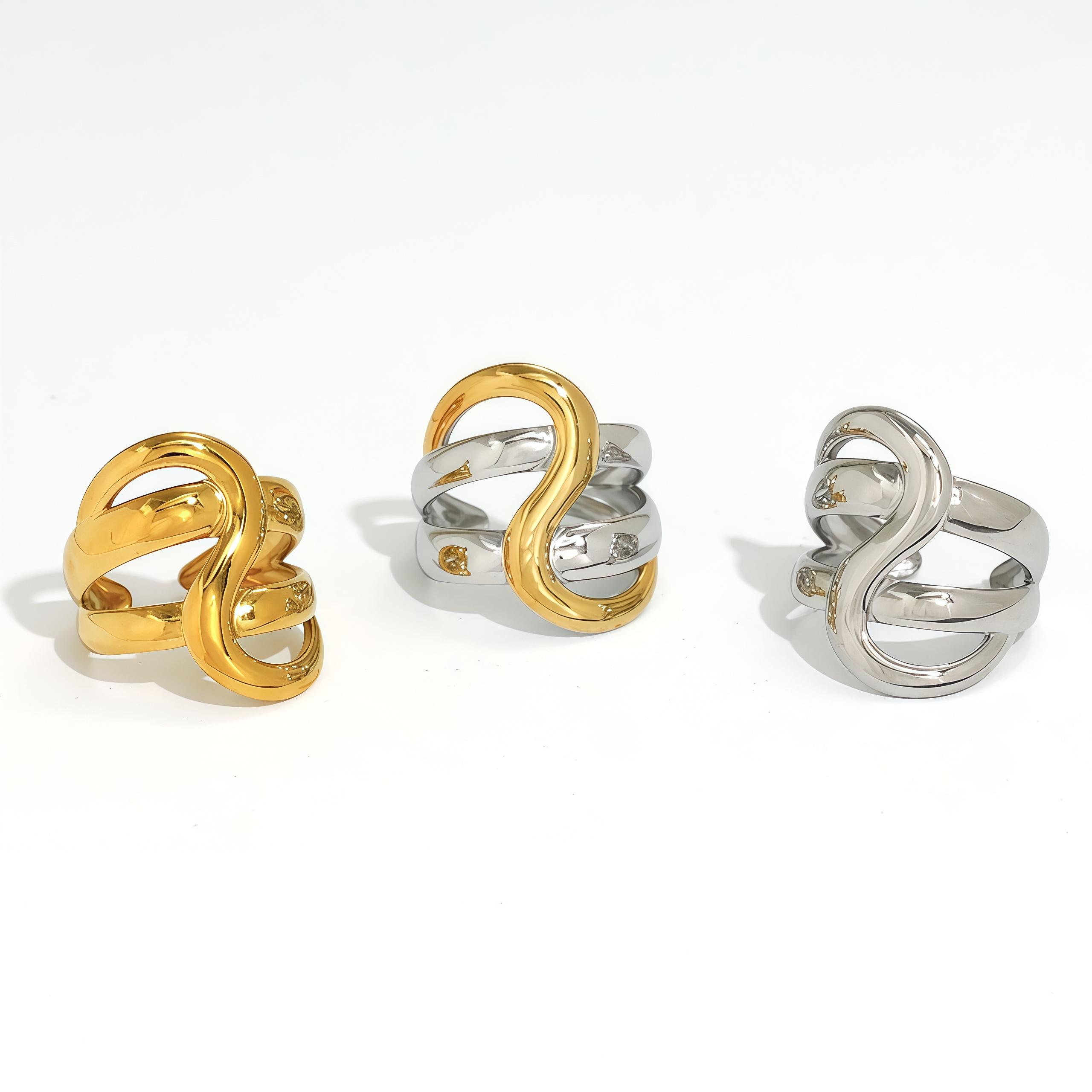 New Design Double Layers Geometric Knot Ring 18K Gold Plated Stainless Steel Daily Life Trendy Women Zircon 2025 For Daily Wear
New Design Double Layers Geometric Knot Ring 18K Gold Plated Stainless Steel Daily Life Trendy Women Zircon 2025 For Daily Wear